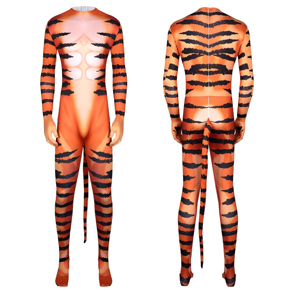 BuyTiger Stripes Animal Cosplay Zentai Costume Jumpsuit Bodysuit Outfits Adult Now Cheaper With 3 - 5 Days Ship - PajamasBuy