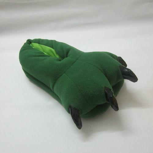 Unisex Animal Dinosaur green cosplay Kigurumi fleece slippers shoes - Pajamasbuy