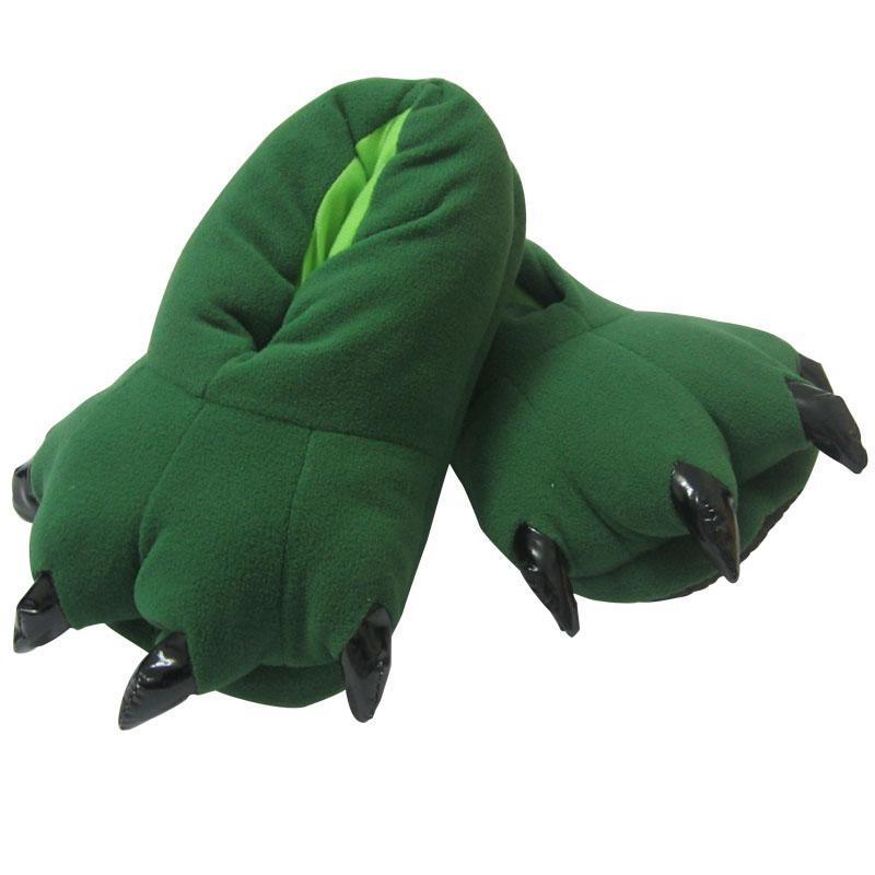 BuyUnisex Animal Dinosaur green cosplay Kigurumi fleece slippers shoes Now Cheaper With 3 - 5 Days Ship - PajamasBuy