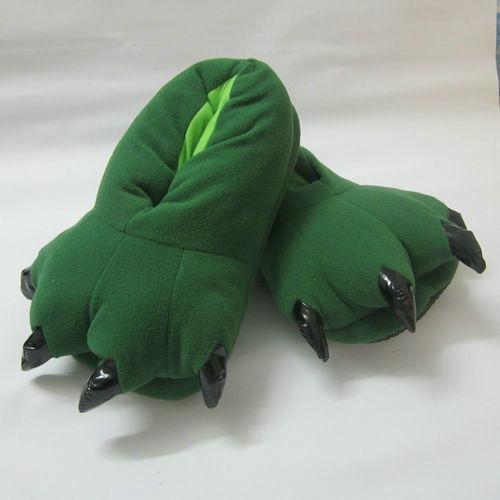 BuyUnisex Animal Dinosaur green cosplay Kigurumi fleece slippers shoes Now Cheaper With 3 - 5 Days Ship - PajamasBuy