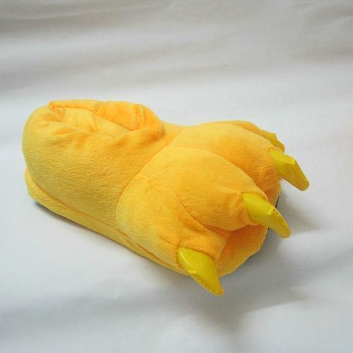 BuyUnisex Animal Pikachu yellow cosplay Kigurumi fleece slippers shoes Now Cheaper With 3 - 5 Days Ship - PajamasBuy