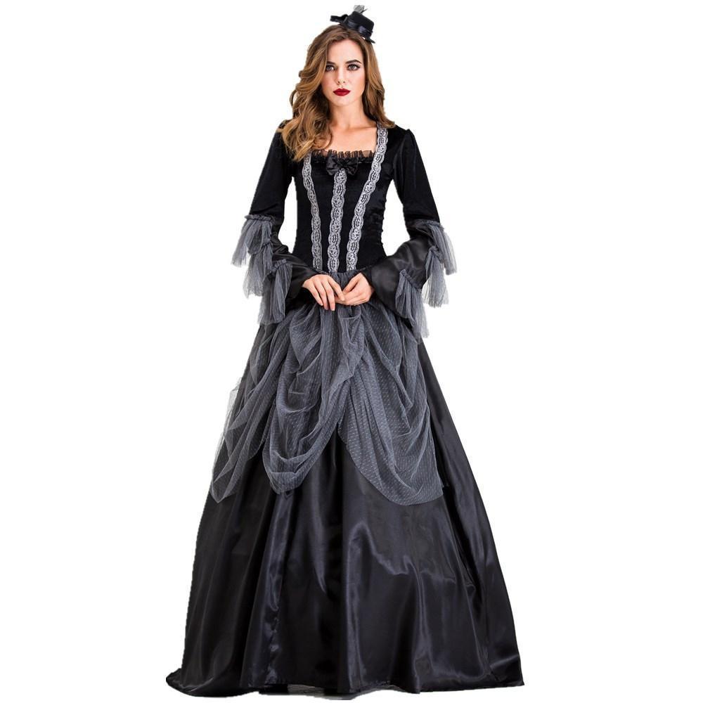 Vampires Costume Halloween Cosplay Dress Gothic Queen Outfit Gorgeous Elegant Witch Cosplay Costume - Pajamasbuy