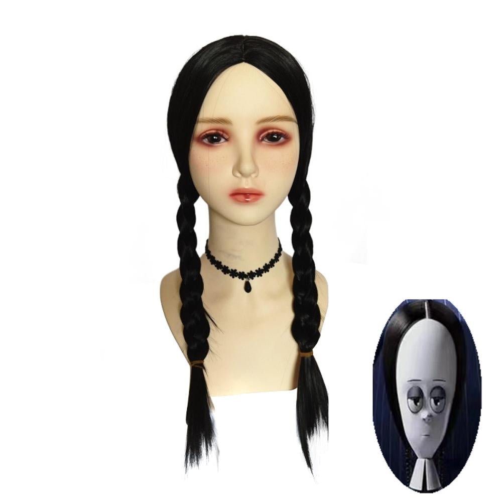 BuyWednesday Addams Wig The Addams Family Cosplay Black middle part braid wigs For Adult Now Cheaper With 3 - 5 Days Ship - PajamasBuy