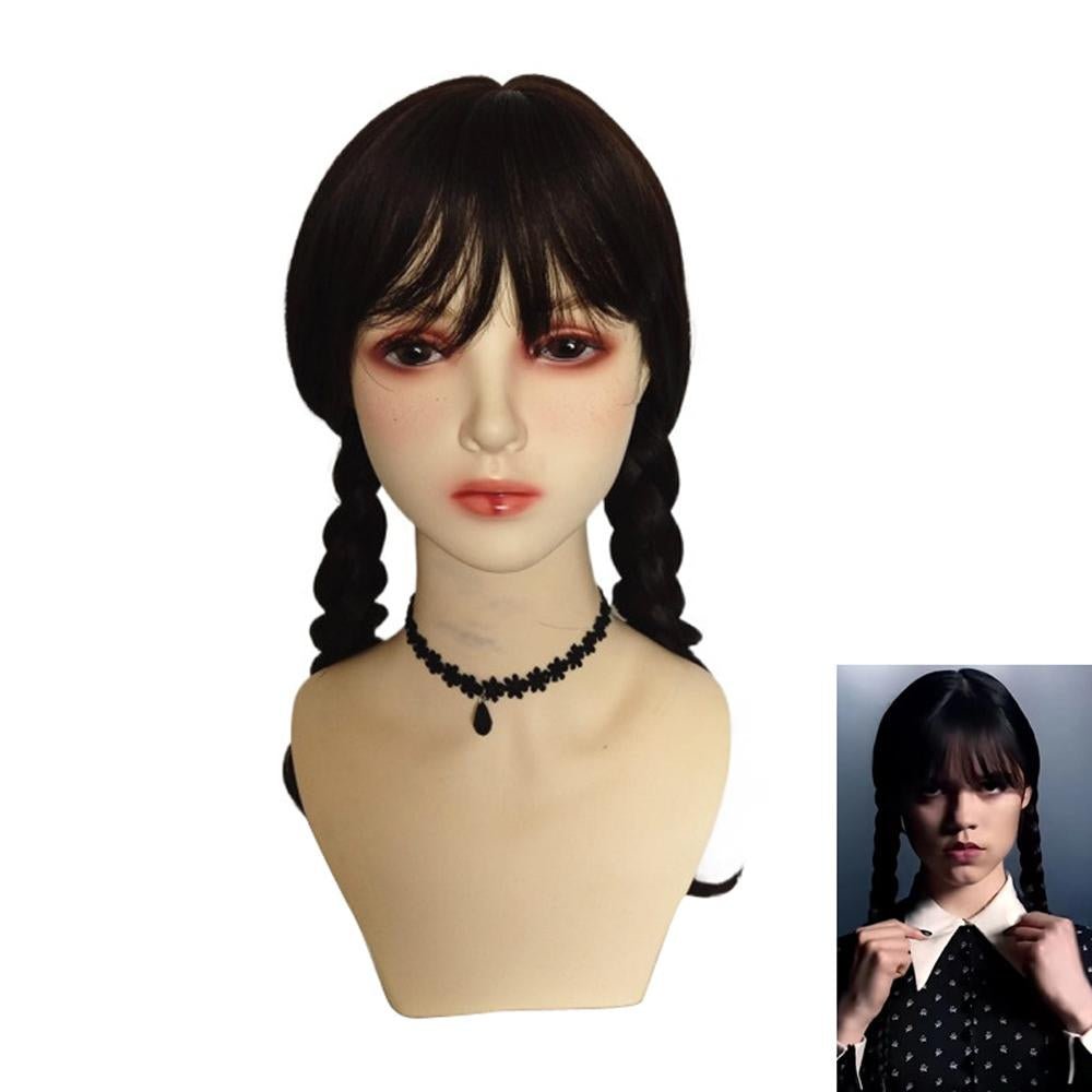 BuyWednesday Wig The Addams Family Cosplay Black Double Ponytail Braid Wig For Adult Now Cheaper With 3 - 5 Days Ship - PajamasBuy