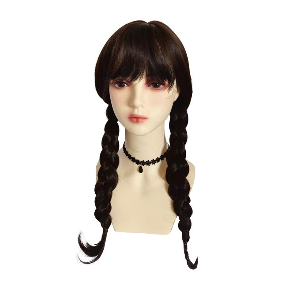 BuyWednesday Wig The Addams Family Cosplay Black Double Ponytail Braid Wig For Adult Now Cheaper With 3 - 5 Days Ship - PajamasBuy