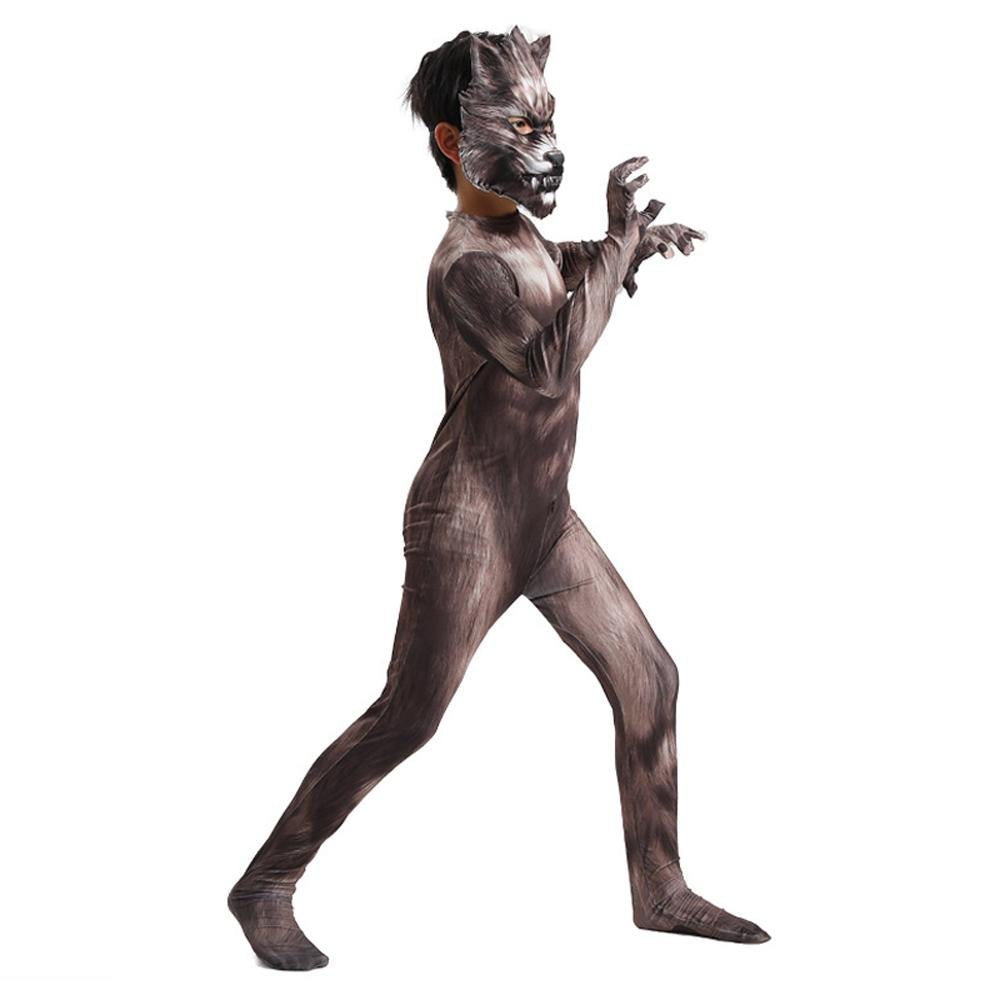 BuyWerewolf Kid costume scary Halloween 3D Zentai Bodysuit Now Cheaper With 3 - 5 Days Ship - PajamasBuy