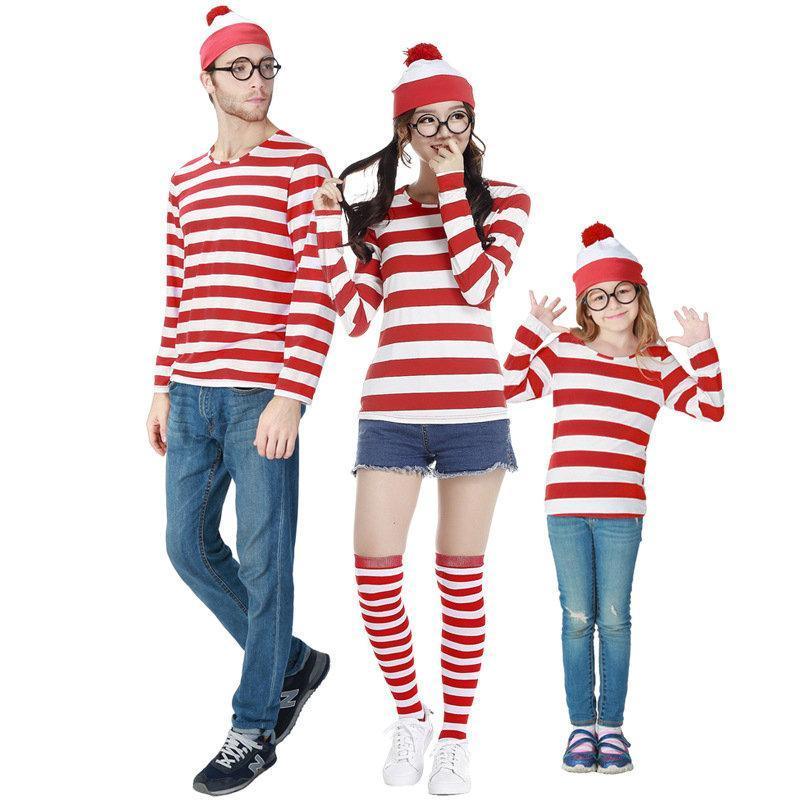 Where's Wally Wally Anime Cosplay Family Matching Costume - Pajamasbuy