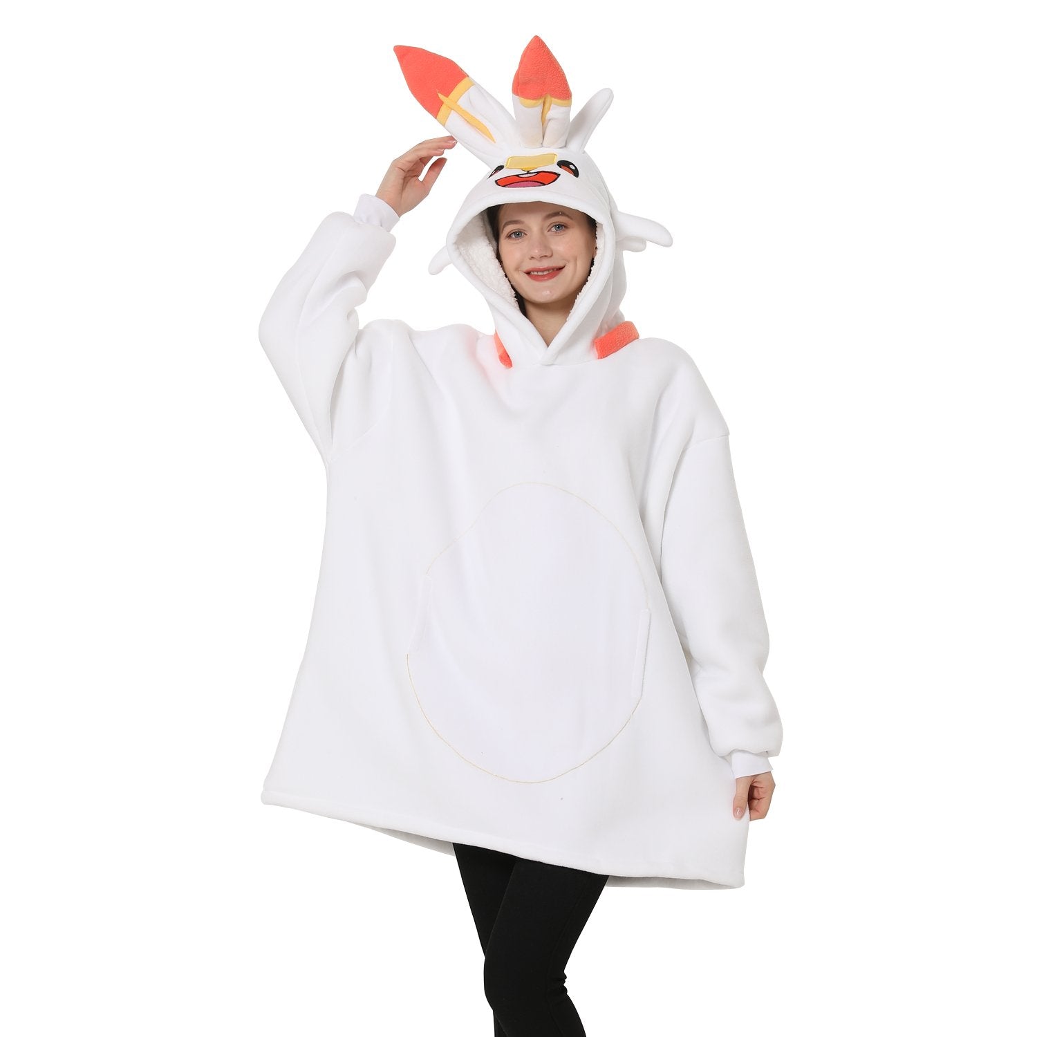 BuyWhite Flame Rabbit Animal Keep Warm Costume Cozy Cartoon Lazy TV Blanket Now Cheaper With 3 - 5 Days Ship - PajamasBuy