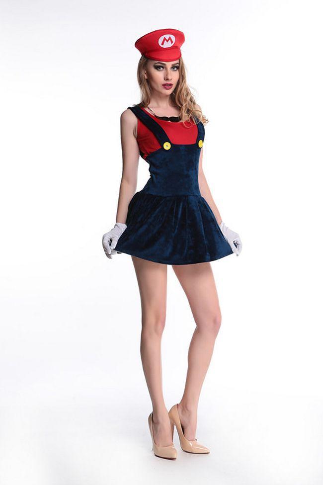 BuyWomen Adult Super Mario Luigi Brothers Plumber Dress Cosplay Costumes Now Cheaper With 3 - 5 Days Ship - PajamasBuy