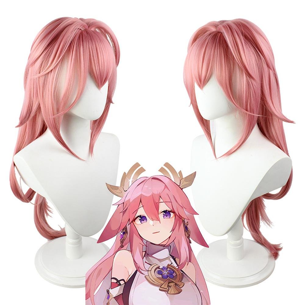 BuyYae Miko Wig Genshin Impact Pink side upturned cosplay long Wigs for women Now Cheaper With 3 - 5 Days Ship - PajamasBuy