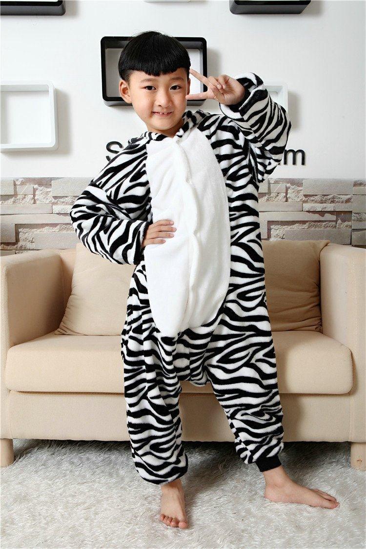 Zebra Kids Kigurumi Pajamas Animal Onesies Hoodie Costume - Pajamasbuy